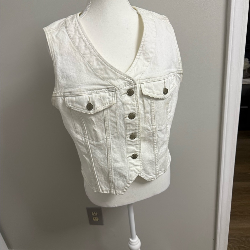 Women's Cream Denim Vest